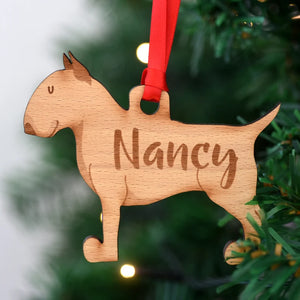 English Bull Terrier Personalized Christmas Dog Wood Ornament 01pjxx240822-22 - Ornament - GoDuckee