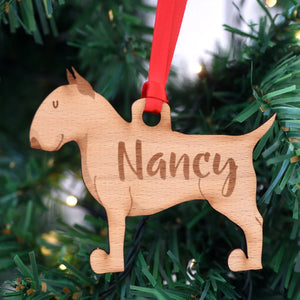 English Bull Terrier Personalized Christmas Dog Wood Ornament 01pjxx240822-22 - Ornament - GoDuckee