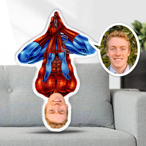 Spider Man Custom Face Pillow, Love Family, Spider Man Upside Down 4 - Pillow - GoDuckee