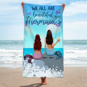 Beautiful Mermaids - Personalized Beach Towel, Mermaid Beach Towel - Gifts For Best Friends, Sister, Besties - Beach Towel - GoDuckee
