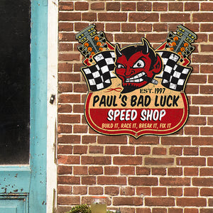 Lucky Devil Metal Sign - Drag Racing Speed Shop - Custom Speed Shop's Name Fol6-Vd2 - Metal Wall Art - GoDuckee