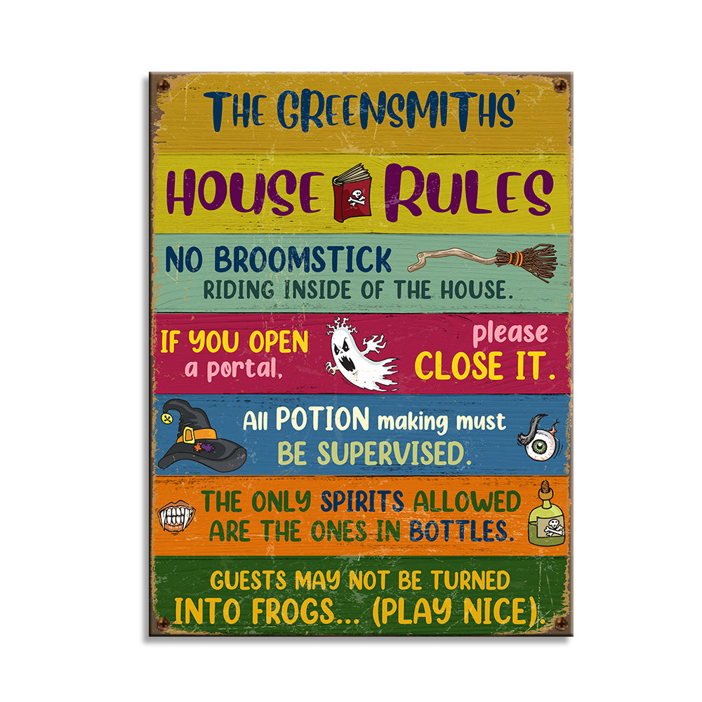 Custom Haunted House Rules Metal Sign - Halloween Gift - Metal Wall Art - GoDuckee