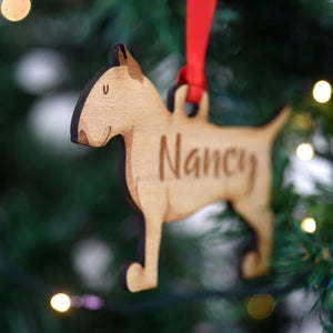 English Bull Terrier Personalized Christmas Dog Wood Ornament 01pjxx240822-22 - Ornament - GoDuckee