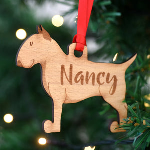 English Bull Terrier Personalized Christmas Dog Wood Ornament 01pjxx240822-22 - Ornament - GoDuckee