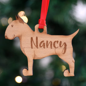 English Bull Terrier Personalized Christmas Dog Wood Ornament 01pjxx240822-22 - Ornament - GoDuckee