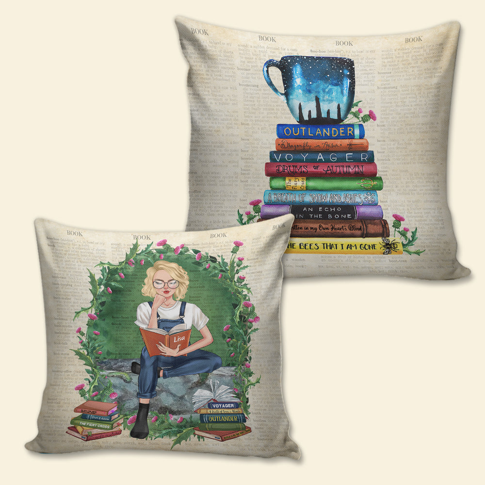 Outlander Book Collection, Personalized Girl Reading Book Pillow, Gift for Fans - Pillow - GoDuckee