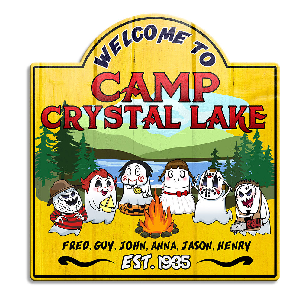 Horror Camping Metal Sign - Welcome To Camp Crystal Lake - Metal Wall Art - GoDuckee