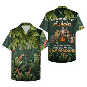 Personalized Camping Sloths Hawaiian Shirt - Drunkest Bunch Of Assholes - Floral Pattern - Hawaiian Shirts - GoDuckee