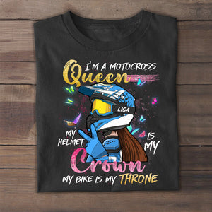 Motocross Girl My Helmet Is My Crown My Bike Is My Throne Personalized Shirts - Shirts - GoDuckee