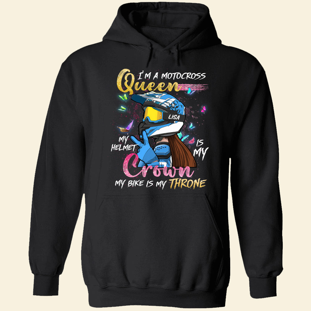 Motocross Girl My Helmet Is My Crown My Bike Is My Throne Personalized Shirts - Shirts - GoDuckee