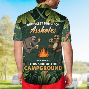 Personalized Camping Sloths Hawaiian Shirt - Drunkest Bunch Of Assholes - Floral Pattern - Hawaiian Shirts - GoDuckee