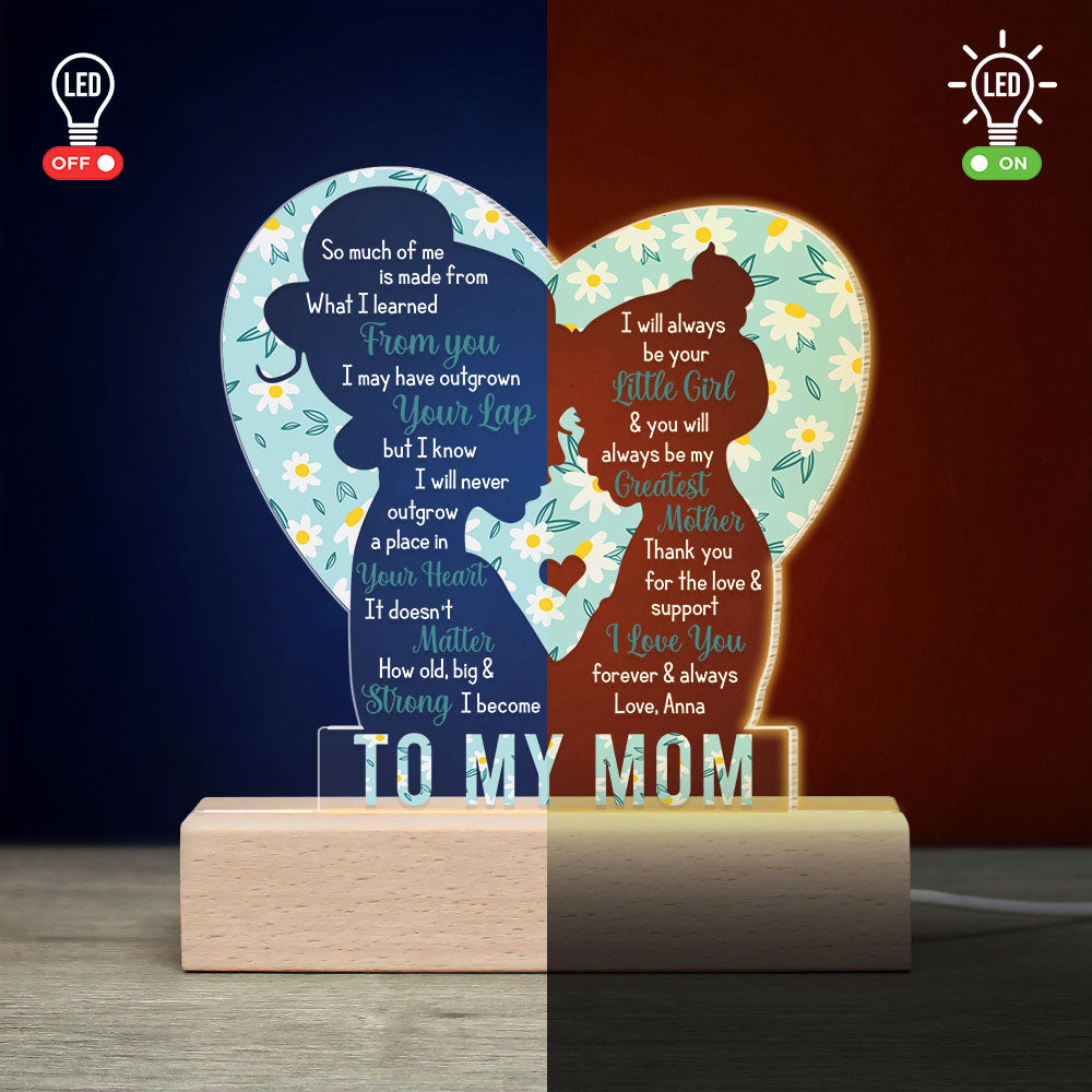 I Will Always Be Your Little Girl, Personalized 3D Led Light Wooden Base, Talking With Mom Led Night Light, Mother's Day, Birthday Gift For Mom - Led Night Light - GoDuckee