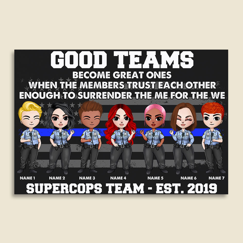 Personalized Police Officer Teammate Poster - Good Teams Become Great Ones When The Members Trust Each Other Enough - Poster & Canvas - GoDuckee