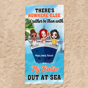 My Besties Out At Sea - Personalized Beach Towel - Gifts For Cruise Lovers, Sisters, BFF, Girls Doll Trip - Water Park - Beach Towel - GoDuckee