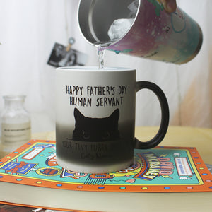 Cat Happy Father's Day Human Servant, Personalized Magic Mug, Funny Gift For Cat Lovers - Magic Mug - GoDuckee