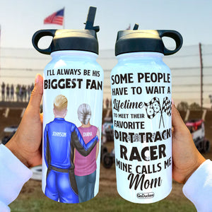 I'll Always Be His Biggest Fan Personalized Racing Family Water Bottle - Water Bottles - GoDuckee
