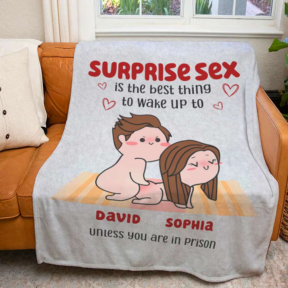 Surprise Is The Best Thing To Wake Up Personalize Couple Blanket - Blanket - GoDuckee
