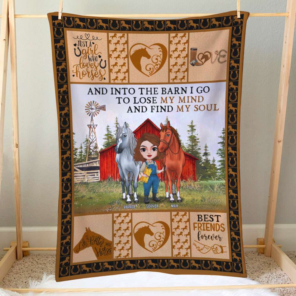 Into The Barn I Go To Lose My Mind And Find My Soul, Personalized Horse Blanket - Blanket - GoDuckee