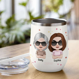 Mom Thank You For Wiping My Bum, Personalized Wine Tumbler, Cool Mom and Kid Tumbler, Funny Mother's Day Gift - Wine Tumbler - GoDuckee