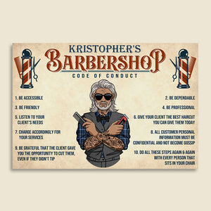Personalized Tattooed Barber Poster - Barbershop 10 Code Of Conduct - Poster & Canvas - GoDuckee