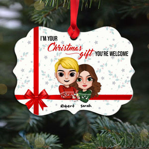 I'm Your Christmas Gift, Personalized Couple Medallion Acrylic Ornament, Christmas Gift - Ornament - GoDuckee