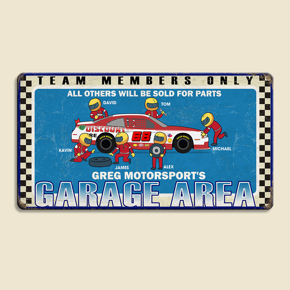 Team Members Only Personalized Racing Metal Sign - Metal Wall Art - GoDuckee