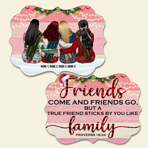 True Friends Like Family - Personalized Friend Sister Benelux Ornament - Best Gift For Soul Sisters - Back Girls Sitting - Ornament - GoDuckee