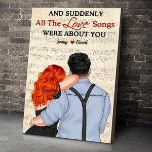 And Suddenly All The Love Songs Were About You, Couple Music Canvas Poster - Poster & Canvas - GoDuckee