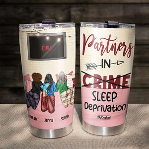 Partners In Sleep Deprivation, Sleeping Best Friend Personalized Tumbler - Tumbler Cup - GoDuckee