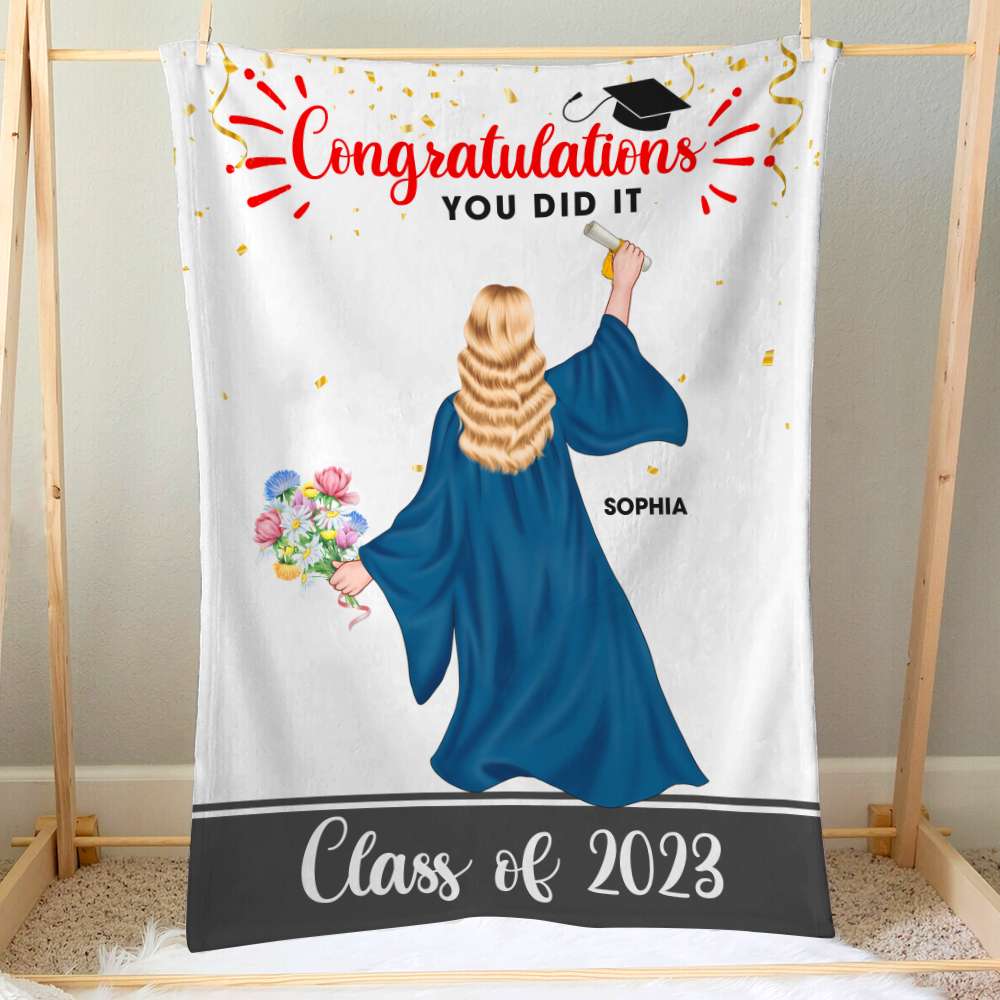 Congratulation You Did It Personalized Blanket, Graduation Gift - Blanket - GoDuckee