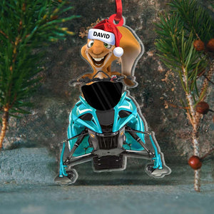 Snowmobile Happy Squirrel Personalized Acrylic Custom Shape Ornament - Ornament - GoDuckee