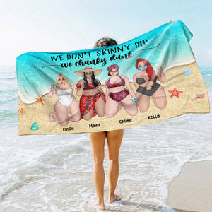 We're Chunky Drunk - Personalized Beach Towel - Gifts For Big Sister, Sistas, Girls Trip - Floral & Leopard Pattern - Beach Towel - GoDuckee