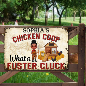 What A Fuster Cluck, Personalized Farm Metal Sign - Metal Wall Art - GoDuckee