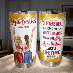 Personalized Gym Bestie Tumbler - Blister Heal Muscles Recover Last A Lifetime - Tumbler Cup - GoDuckee