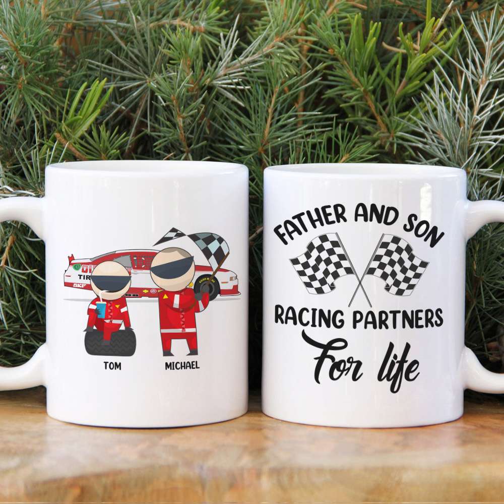 Father And Son Racing Partners For Life Personalized Mug, Gift For Family - Coffee Mug - GoDuckee