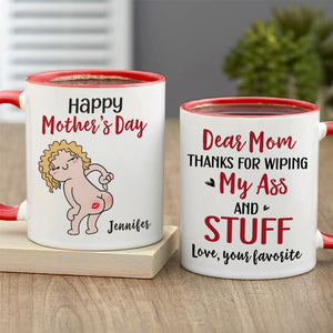 Happy Mother's Day, Gift For Mom, Personalized Mug, Funny Butt Mug, Mother's Day Gift - Coffee Mug - GoDuckee
