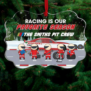 Racing Is Our Favorite Season Personalized Medallion Acrylic Ornament, Christmas Gift For Racer - Ornament - GoDuckee