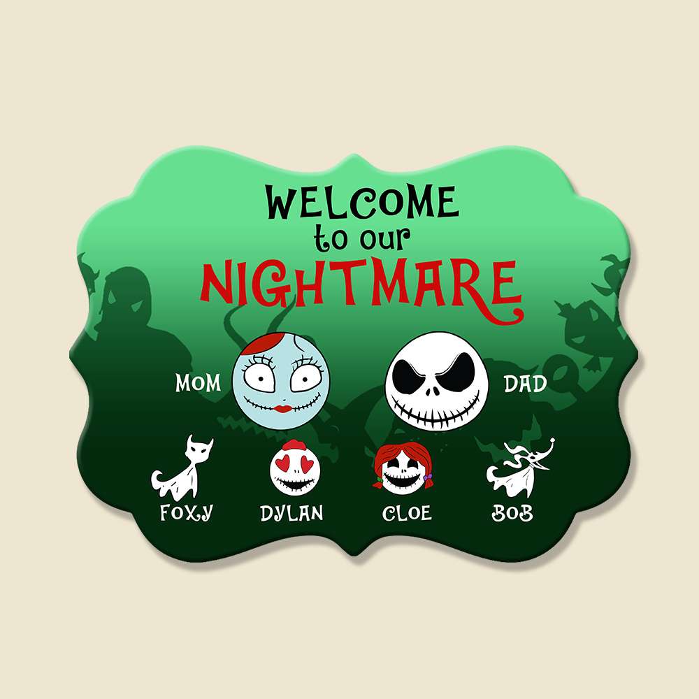 Welcome To Our Nightmare Personalized Halloween Wood Sign - Wood Sign - GoDuckee