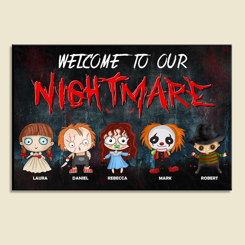 Welcome To Our Nightmare Personalized HLW Metal Sign, Gift For Family - Metal Wall Art - GoDuckee