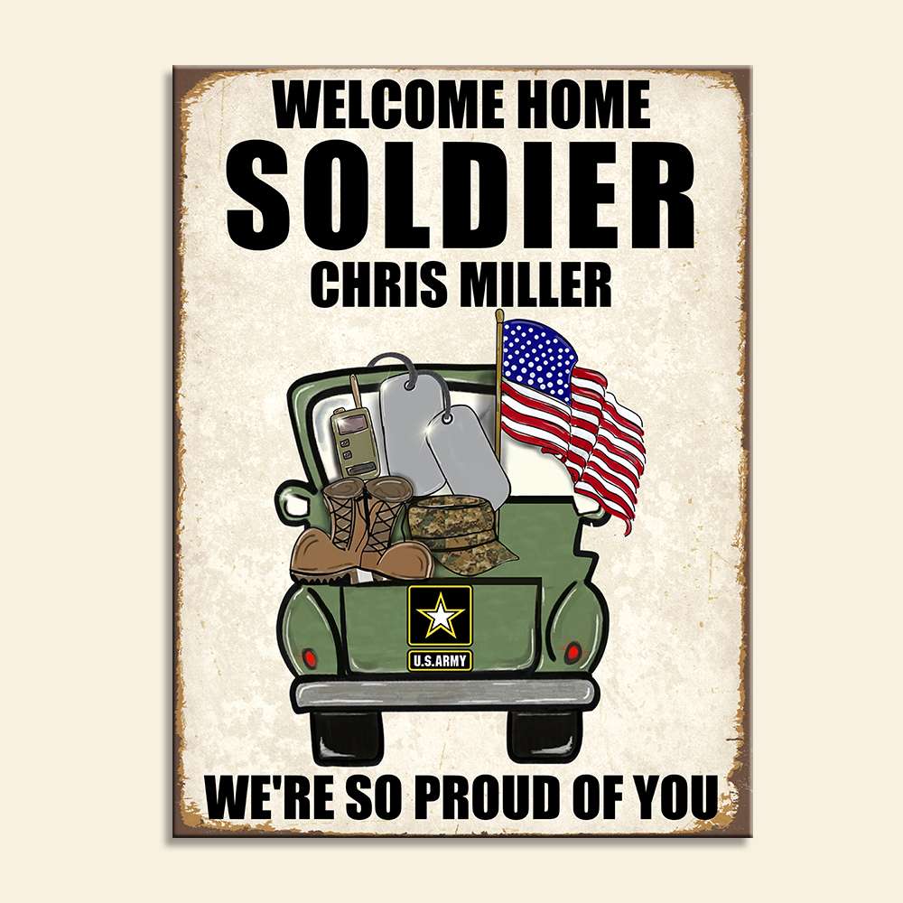 We Are So Proud Of You Personalized Military Metal Sign - Metal Wall Art - GoDuckee