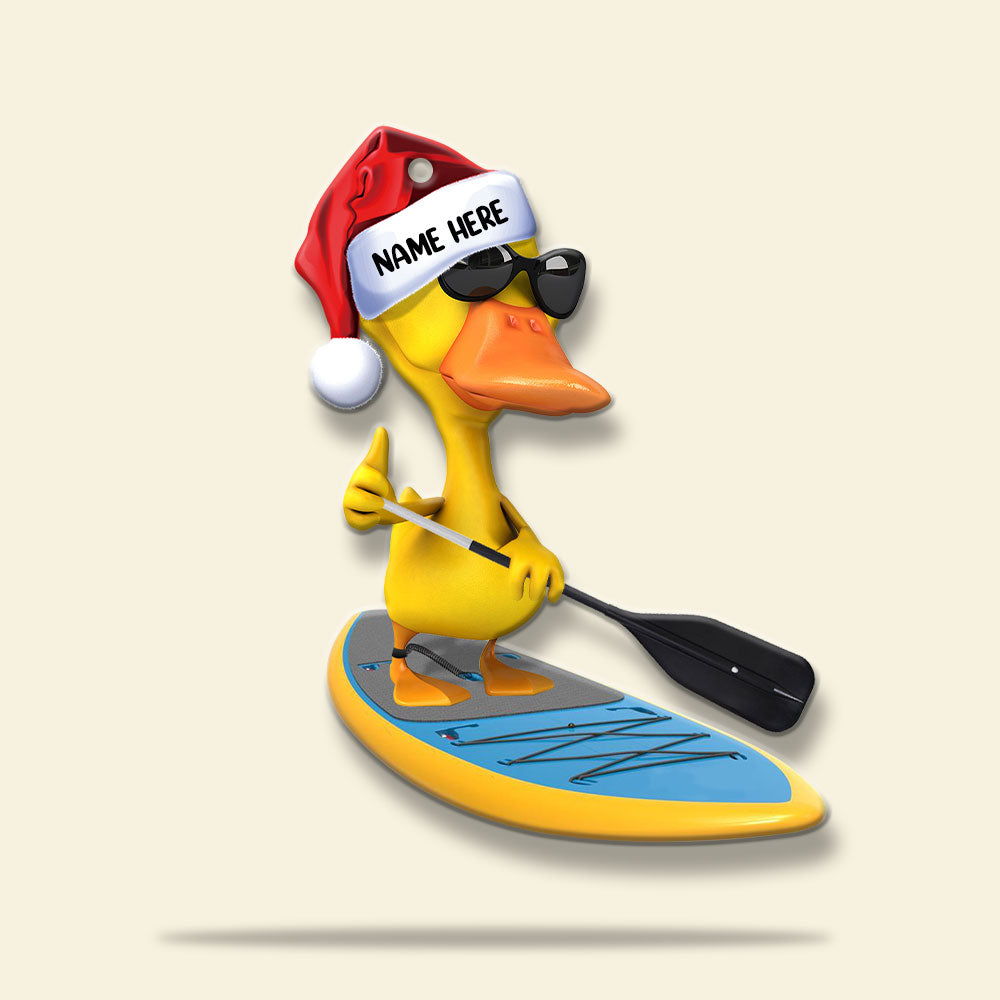 Paddle Boarding Duck - Personalized Christmas Ornament - Gifts for Paddlers - Ornament - GoDuckee