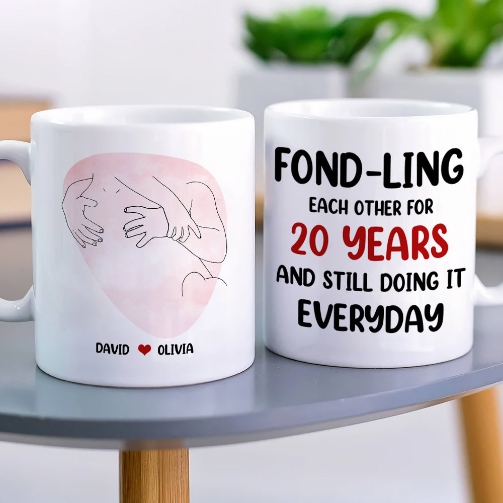 All My Naughty Thoughts Involve Me And You, Personalized Line Art Naughty Couple Mug - Coffee Mug - GoDuckee