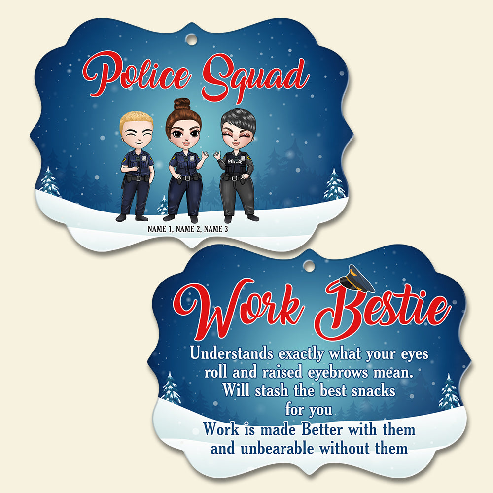 Police Squad Work Bestie - Personalized Christmas Ornament - Gift for Police - Ornament - GoDuckee