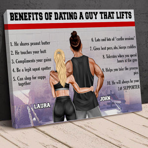 Personalized Gym Couple Poster - Benefits Of Dating A Girl/Guy That Lifts - Poster & Canvas - GoDuckee
