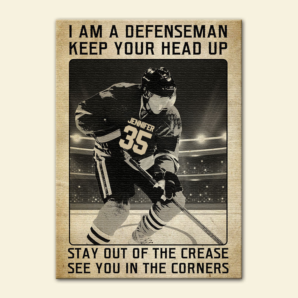 Personalized Defenseman Hockey Poster - I Am A Defenseman Keep Your Head Up - Vintage - Poster & Canvas - GoDuckee