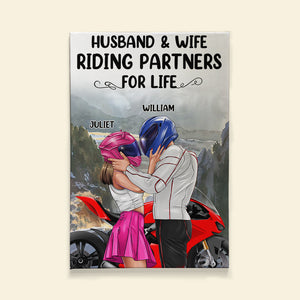 Husband And Wife Riding Partners For Life Personalized Canvas Print, Gift For Couple - Poster & Canvas - GoDuckee