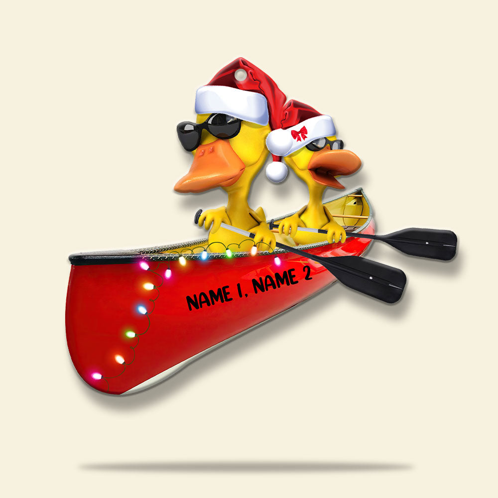 Canoeing Yellow Ducks - Personalized Christmas Ornament - Gifts for Canoe Lovers, Canoers - Ornament - GoDuckee