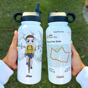 Personalized Cycling Dad Water Bottle - King Of The Dads - Gift For Dad - Water Bottles - GoDuckee