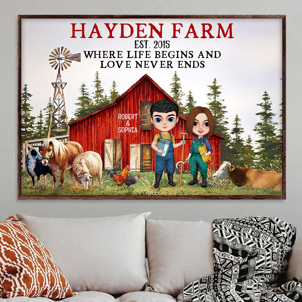 Where Life Begins And Love Never Ends, Farm Canvas Poster Gift For Couple - Poster & Canvas - GoDuckee