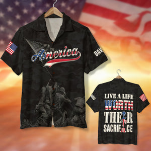 Military Live A Life Worth Their Sacrifice - Personalized Hawaiian Shirt, Aloha Shirt - Hawaiian Shirts - GoDuckee